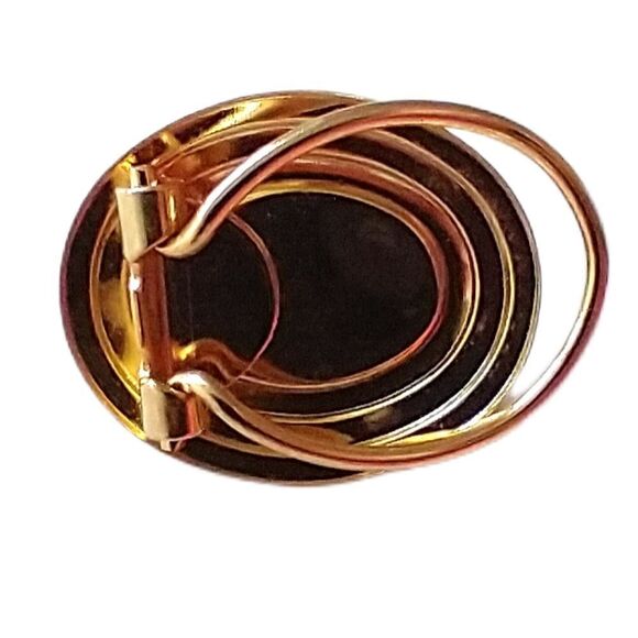 Vintage Scarf Clip Pin Black Acrylic Stone Gold Tone 80s 90s Retro MCM - Picture 8 of 14